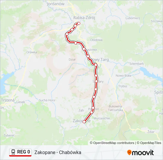Поезд REG 0: карта маршрута
