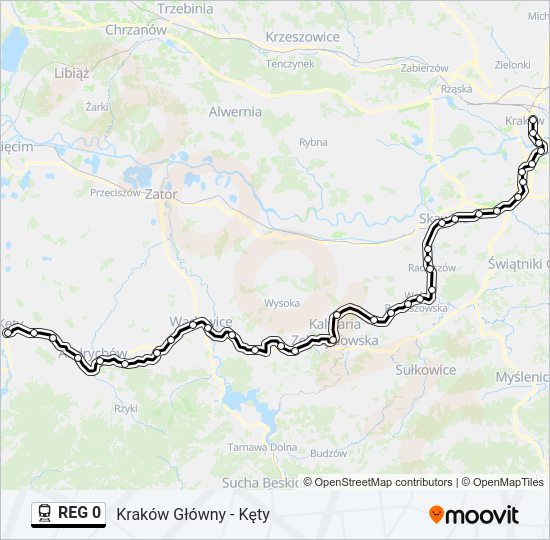 Поезд REG 0: карта маршрута