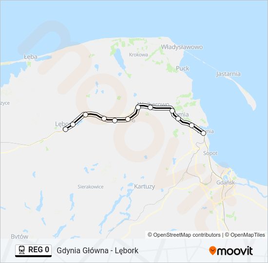 Поезд REG 0: карта маршрута