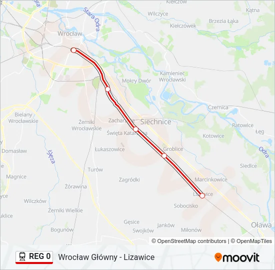 Поезд REG 0: карта маршрута