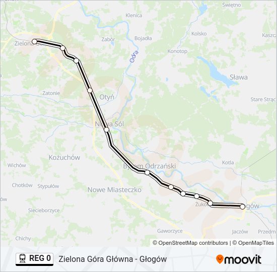 Поезд REG 0: карта маршрута