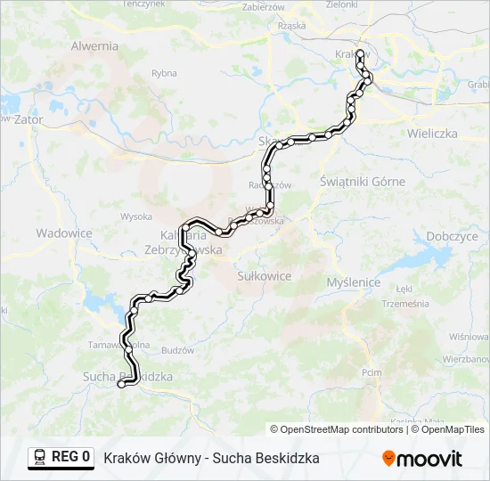 Поезд REG 0: карта маршрута