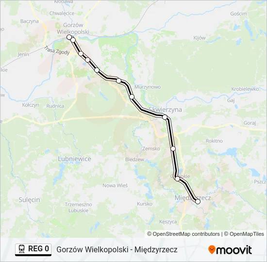 Поезд REG 0: карта маршрута