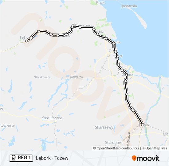 REG 1 train Line Map