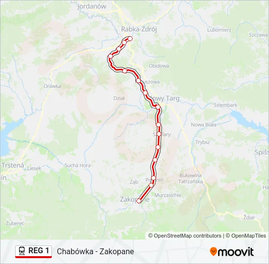 REG 1 Train Line Map