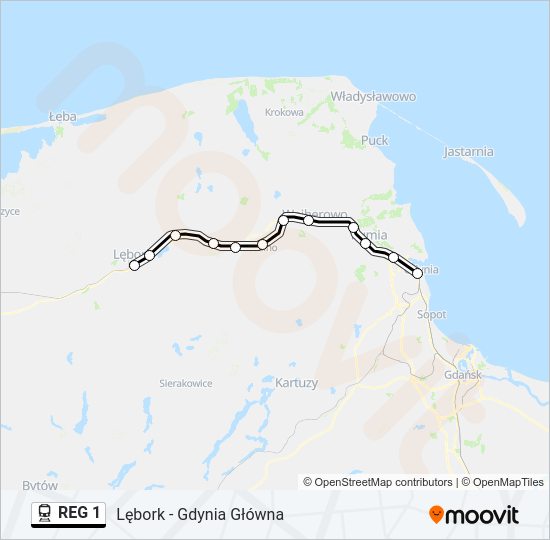 Поезд REG 1: карта маршрута