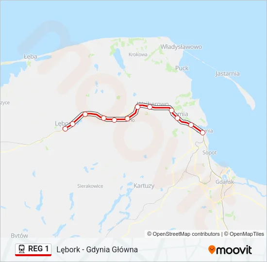 REG 1 Train Line Map