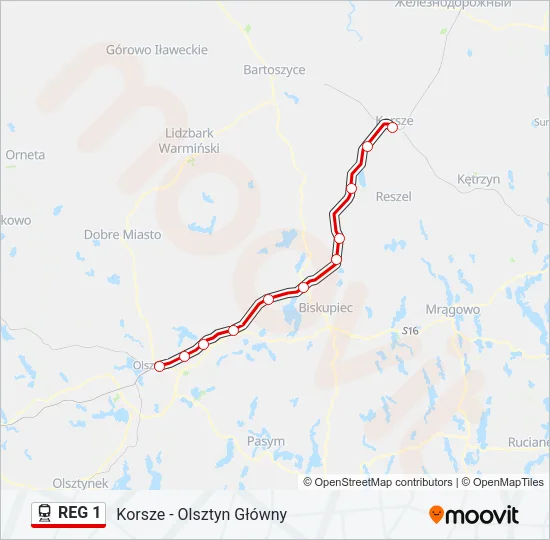 REG 1 Train Line Map
