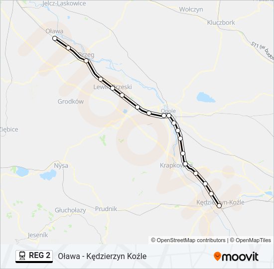 Поезд REG 2: карта маршрута