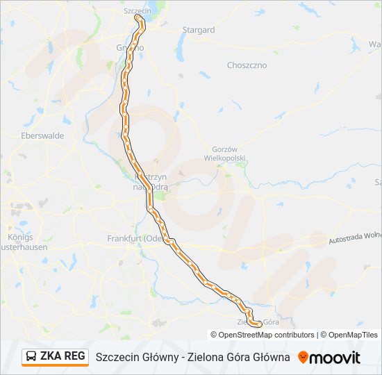 Mapa linii autobus ZKA REG