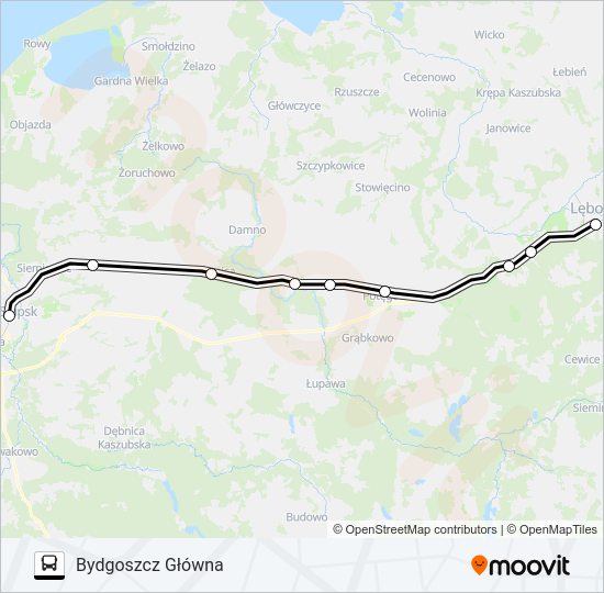 Mapa linii autobus ZKA REG 0