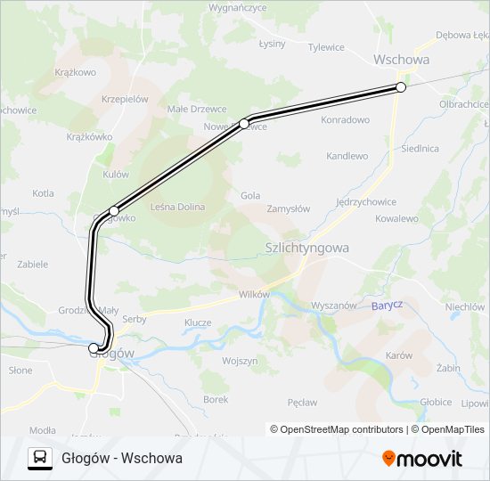 Mapa linii autobus ZKA REG 0