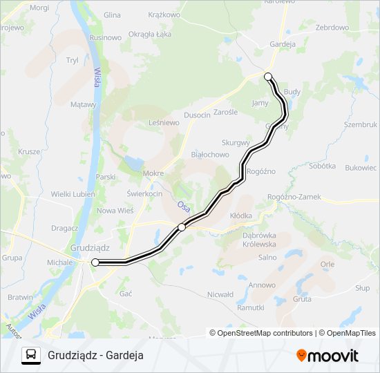 Mapa linii autobus ZKA REG 0