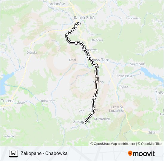 Mapa linii autobus ZKA REG 0