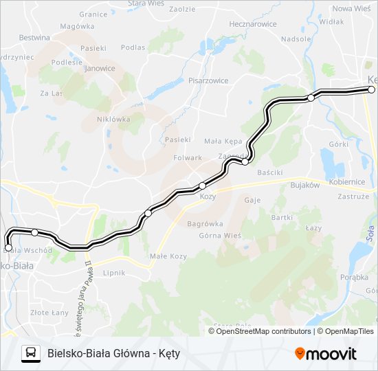 Mapa linii autobus ZKA REG 0