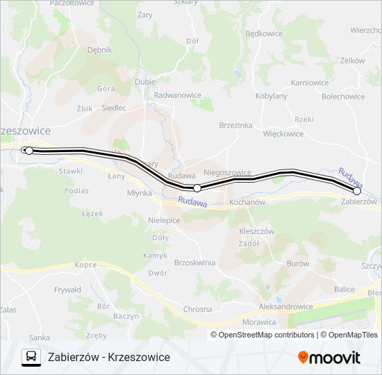 Mapa linii autobus ZKA REG 1