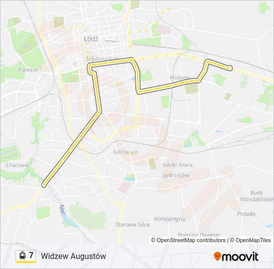 Mapa linii tramwaj 7