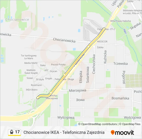 Трамвай 17: карта маршрута