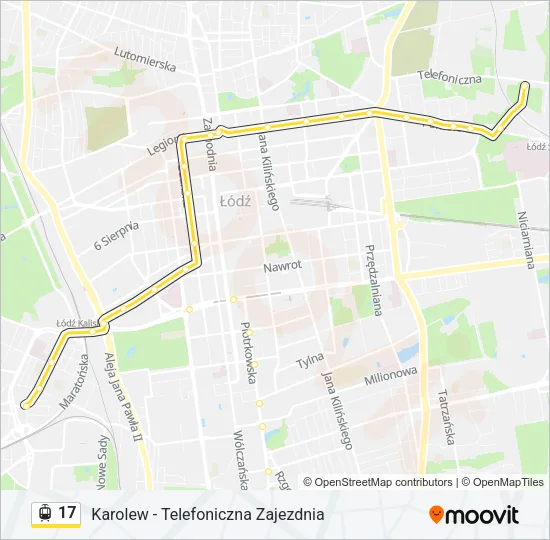 Трамвай 17: карта маршрута