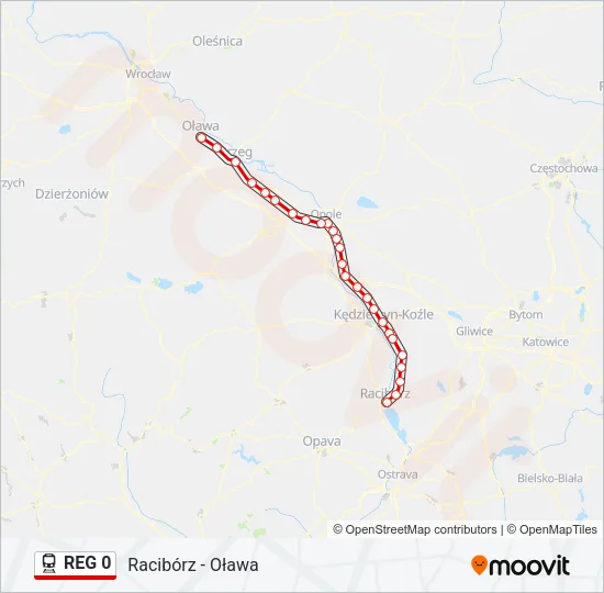 Поезд REG 0: карта маршрута