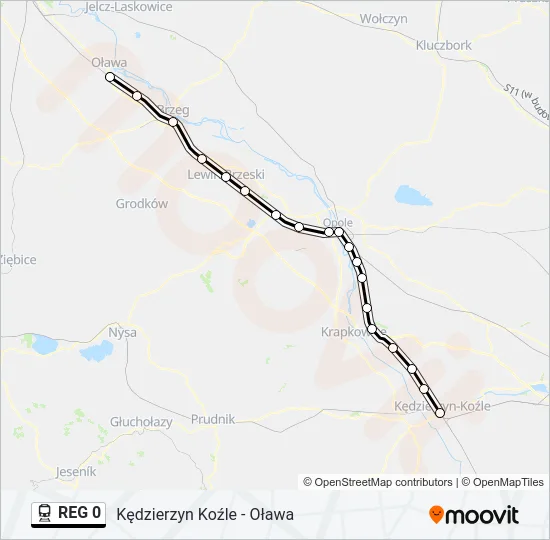 Поезд REG 0: карта маршрута