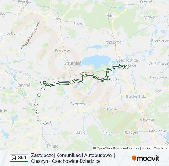 S61 bus Line Map