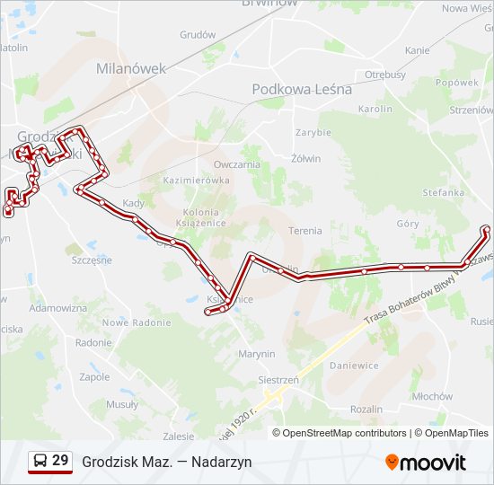 29 bus Line Map