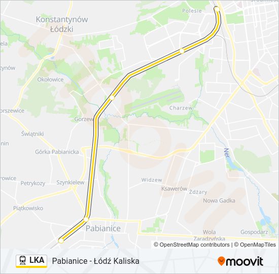 Mapa linii kolej LKA