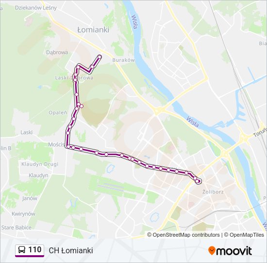 Mapa linii autobus 110