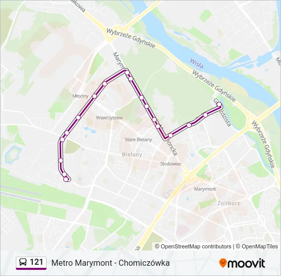 Автобус 121: карта маршрута