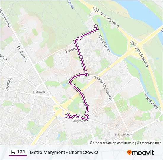 Автобус 121: карта маршрута