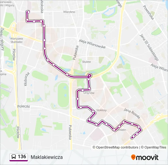 Автобус 136: карта маршрута
