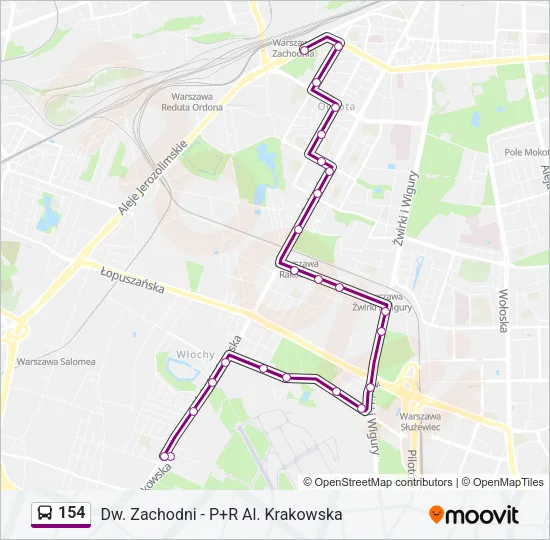 Автобус 154: карта маршрута