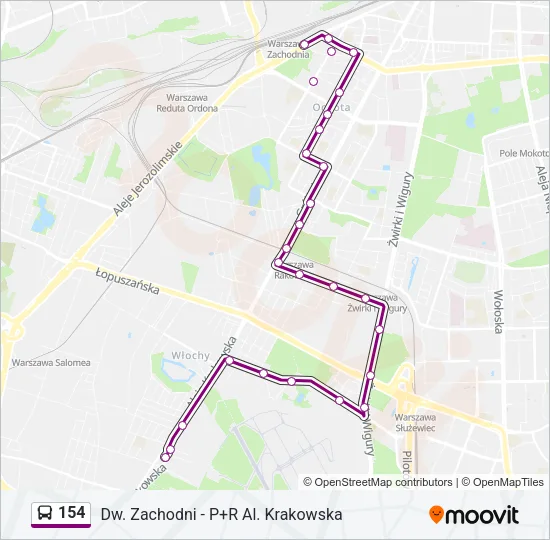 Автобус 154: карта маршрута