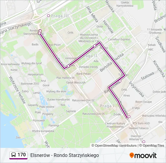 Автобус 170: карта маршрута