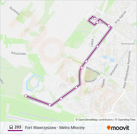 203 Bus Line Map