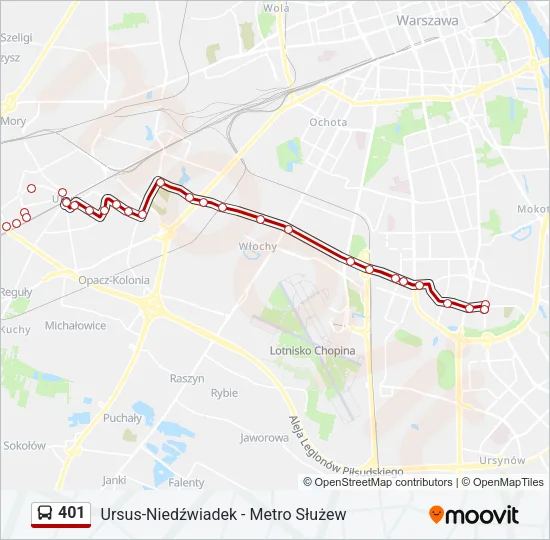 401 Bus Line Map