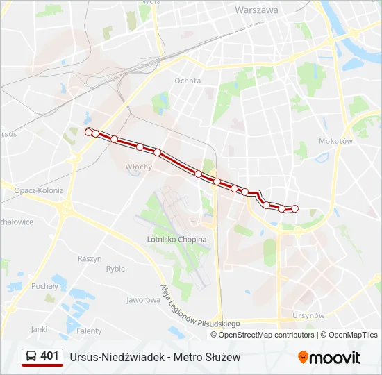 401 Bus Line Map