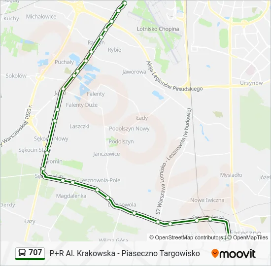 Автобус 707: карта маршрута