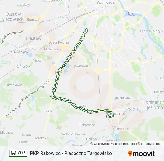 Автобус 707: карта маршрута