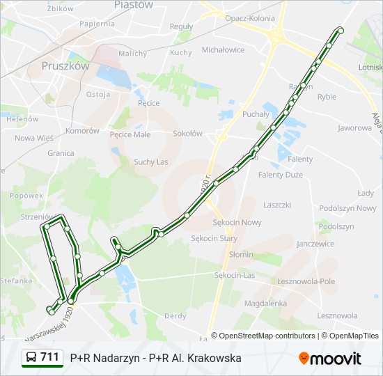Автобус 711: карта маршрута