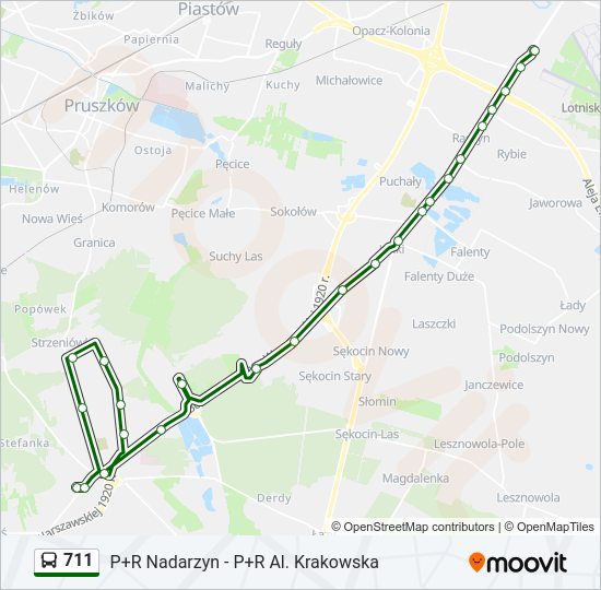 Автобус 711: карта маршрута