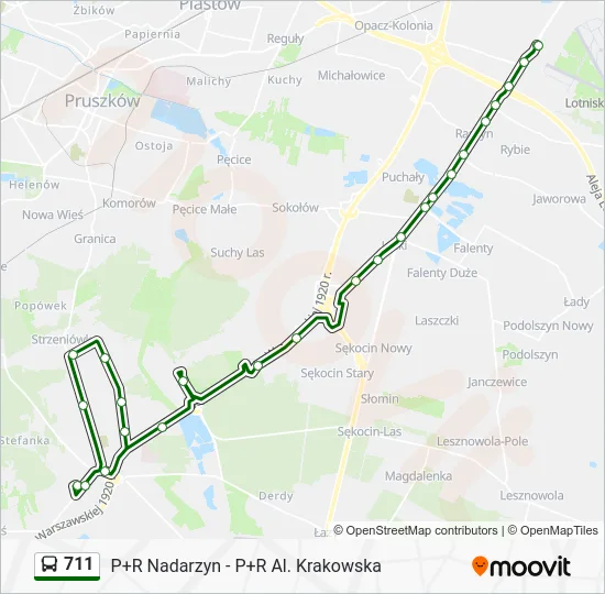 Автобус 711: карта маршрута