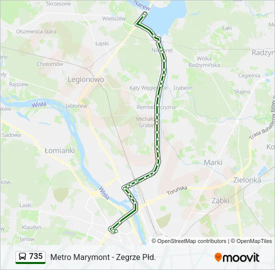 Автобус 735: карта маршрута