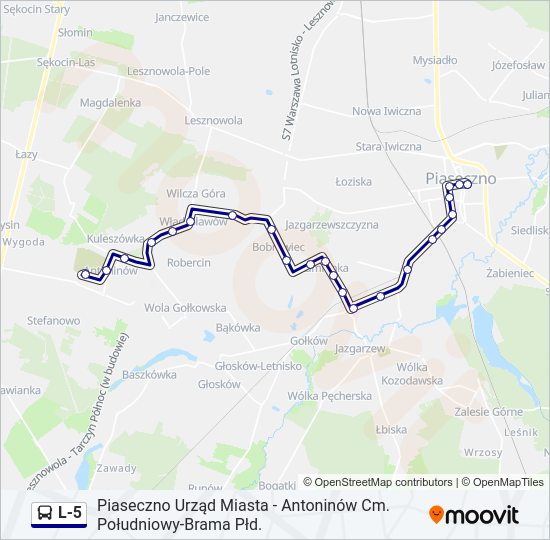 Автобус L-5: карта маршрута