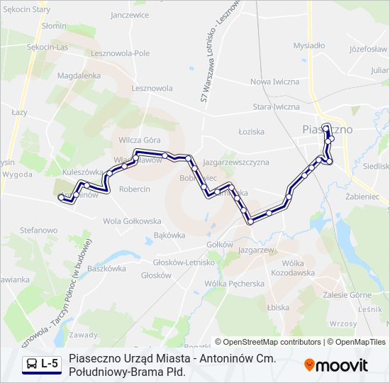 Автобус L-5: карта маршрута