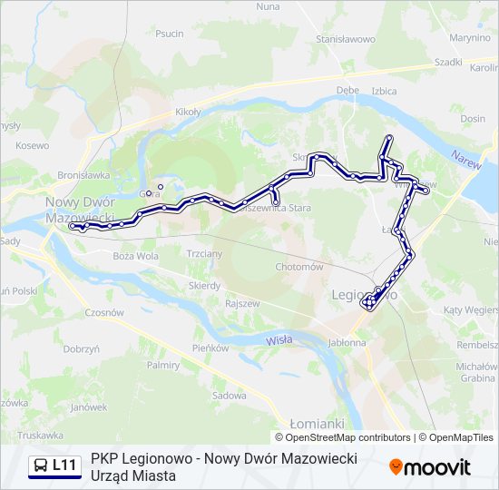 Автобус L11: карта маршрута