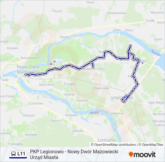 Автобус L11: карта маршрута