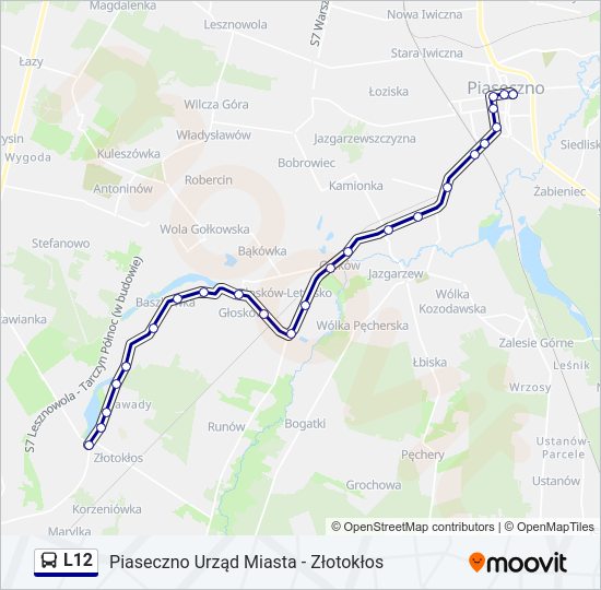 Автобус L12: карта маршрута