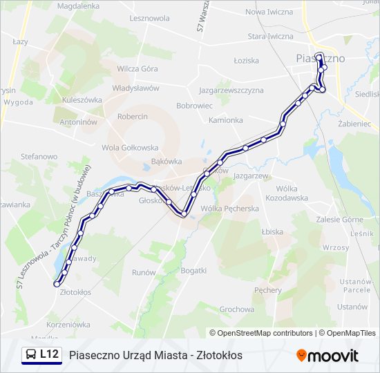 Автобус L12: карта маршрута